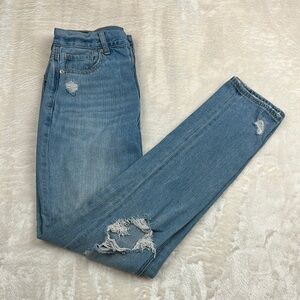 American Eagle Blue Skinny Jeans with Distressed Details